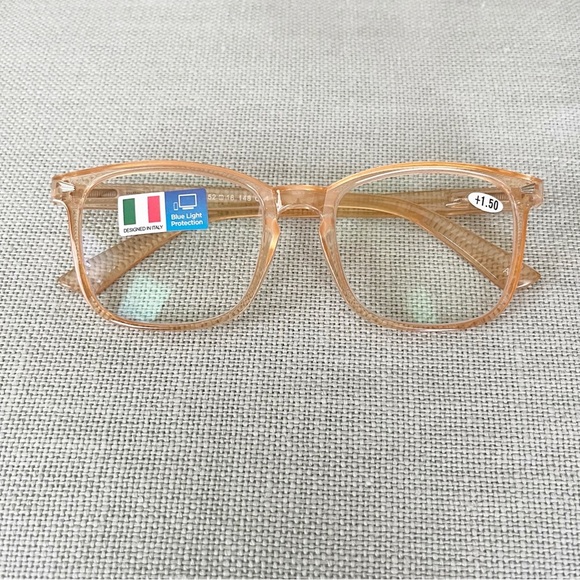 Uptown Retro Style Reading Glasses Pink Frame Blue Light Protection 1 Pair 1.50 - Picture 3 of 7